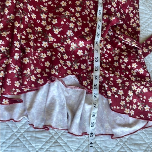 Floral Red Wrap Dress - Picture 12 of 14